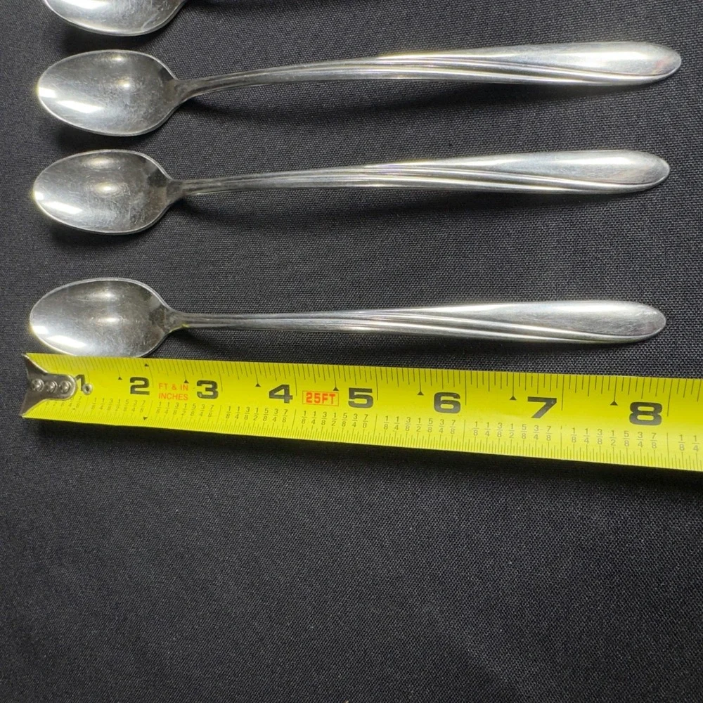 Capri Stainless USA Iced Tea Spoons Set of 8 Long Handle Swirl Pattern 7.5 Inch